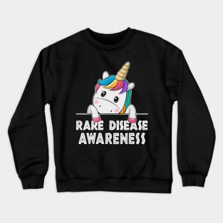 Unicorn Lovers Rare Disease Awareness Funny Crewneck Sweatshirt